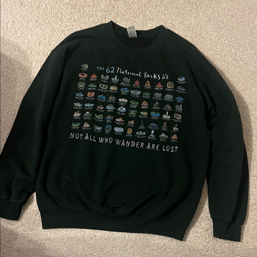 Gildan Dark Green National Parks Crewneck Sweater